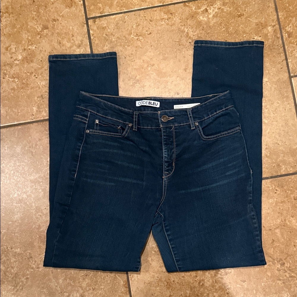 CODE BLEU Dark Wash Chelsea Classic Straight Leg Jeans - Classic Navy - Picture 5 of 8